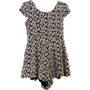 Phanuel Sexy Cottagecore Scoop Neck Cap Sleeves Romper Women S Black Flowered